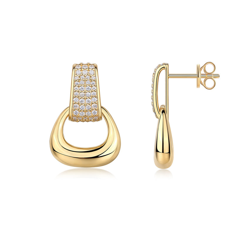 Modern Geometric Moissanite Earrings in Sterling Silver