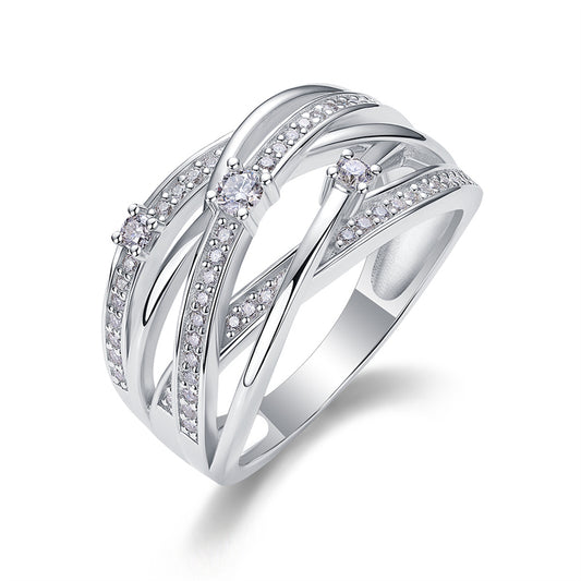 Modern Line-Design Moissanite Ring for Stylish Ladies