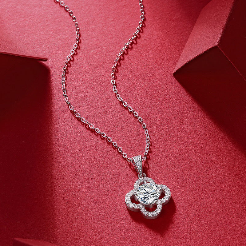 Modern Silver Floral Pendant Necklace