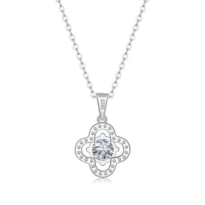 Modern Silver Floral Pendant Necklace