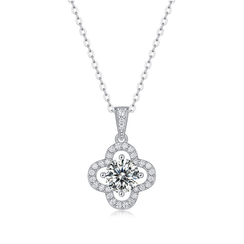 Modern Silver Floral Pendant Necklace