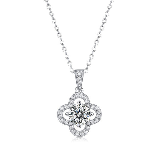 Modern Silver Floral Pendant Necklace