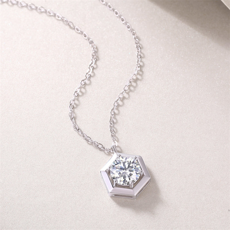 Modern Women's Necklace with Geometric Hexagon Pendant