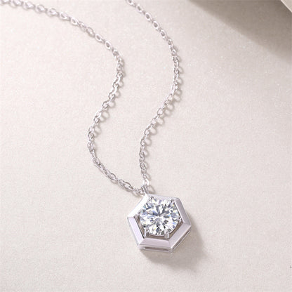 Modern Women's Necklace with Geometric Hexagon Pendant