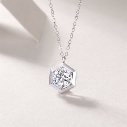 Modern Women's Necklace with Geometric Hexagon Pendant