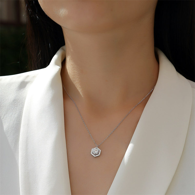 Modern Women's Necklace with Geometric Hexagon Pendant