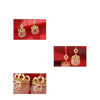 Premium Hetian Jade Seed Material Earrings - 925 Sterling Silver Fine Craftsmanship