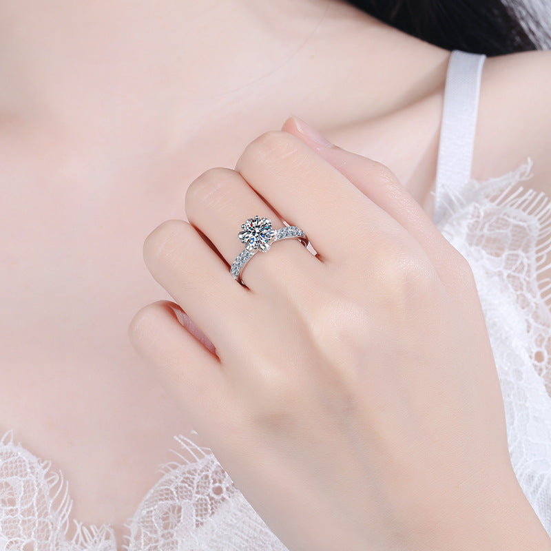 New 925 Sterling Silver Ice Queen Floral 6-Claw Moissanite Ring | 1-5ct