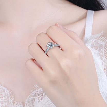 New 925 Sterling Silver Ice Queen Floral 6-Claw Moissanite Ring | 1-5ct