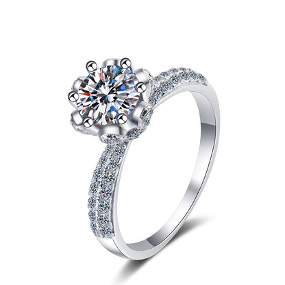 New 925 Sterling Silver Ice Queen Floral 6-Claw Moissanite Ring | 1-5ct