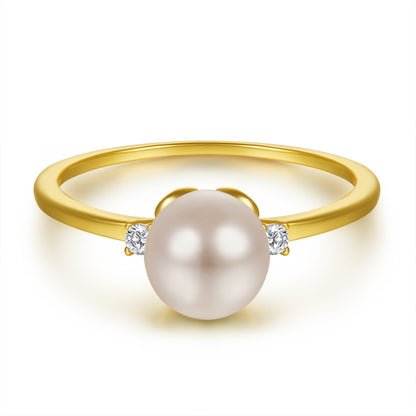 New Arrival S925 Sterling Silver Pearl Ring - Minimalist Gold Plated Dainty Stackable Ring for Women
