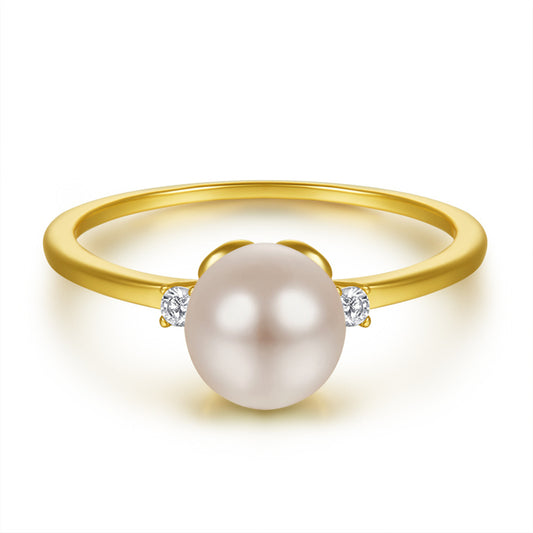 New Arrival S925 Sterling Silver Pearl Ring - Minimalist Gold Plated Dainty Stackable Ring for Women
