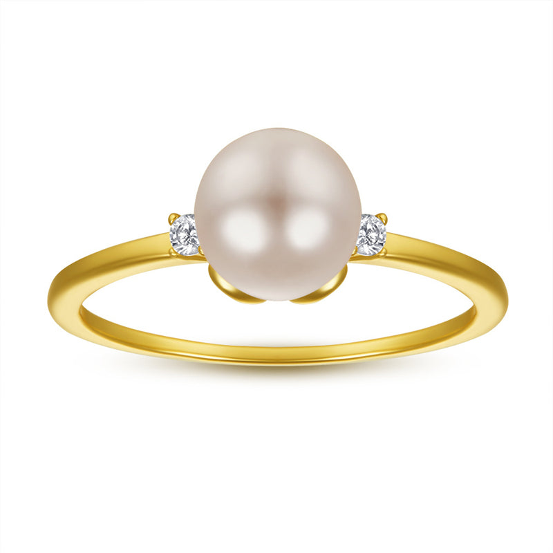 New Arrival S925 Sterling Silver Pearl Ring - Minimalist Gold Plated Dainty Stackable Ring for Women