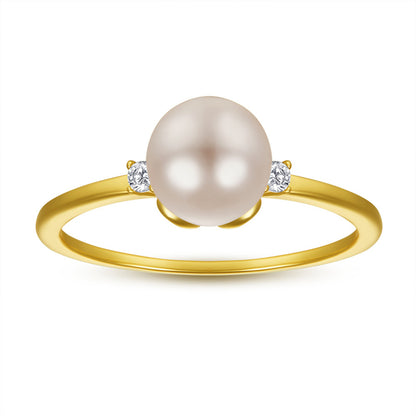 New Arrival S925 Sterling Silver Pearl Ring - Minimalist Gold Plated Dainty Stackable Ring for Women