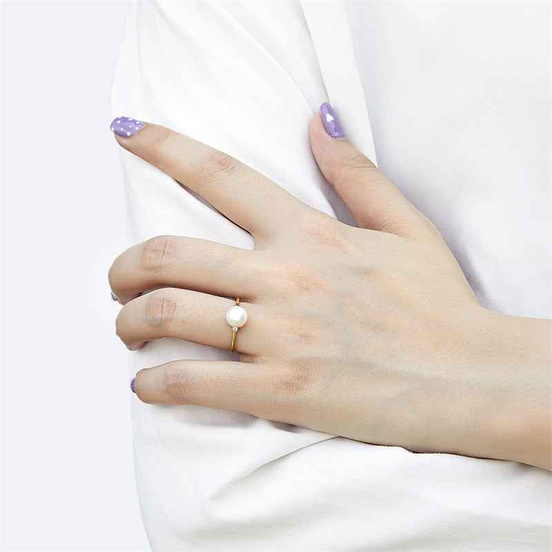 New Arrival S925 Sterling Silver Pearl Ring - Minimalist Gold Plated Dainty Stackable Ring for Women