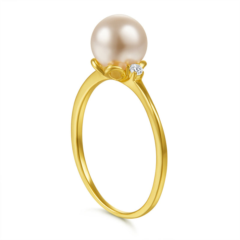 New Arrival S925 Sterling Silver Pearl Ring - Minimalist Gold Plated Dainty Stackable Ring for Women