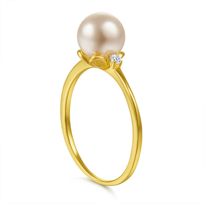 New Arrival S925 Sterling Silver Pearl Ring - Minimalist Gold Plated Dainty Stackable Ring for Women