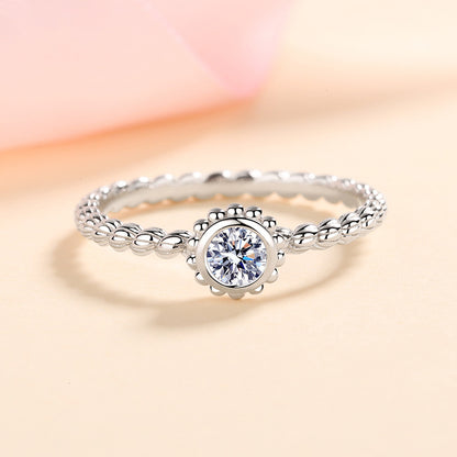 New S925 Sterling Silver 0.30ct Moissanite Eternal Love Ring with Security Lock Motif