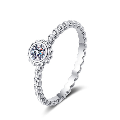 New S925 Sterling Silver 0.30ct Moissanite Eternal Love Ring with Security Lock Motif