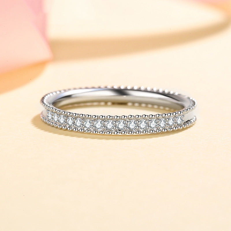 New S925 Sterling Silver Millennium Cycle Moissanite Eternity Band with Golden Toad Motif