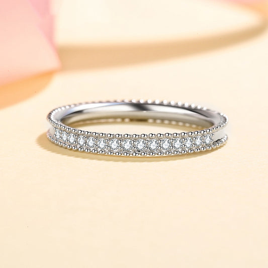 New S925 Sterling Silver Millennium Cycle Moissanite Eternity Band with Golden Toad Motif