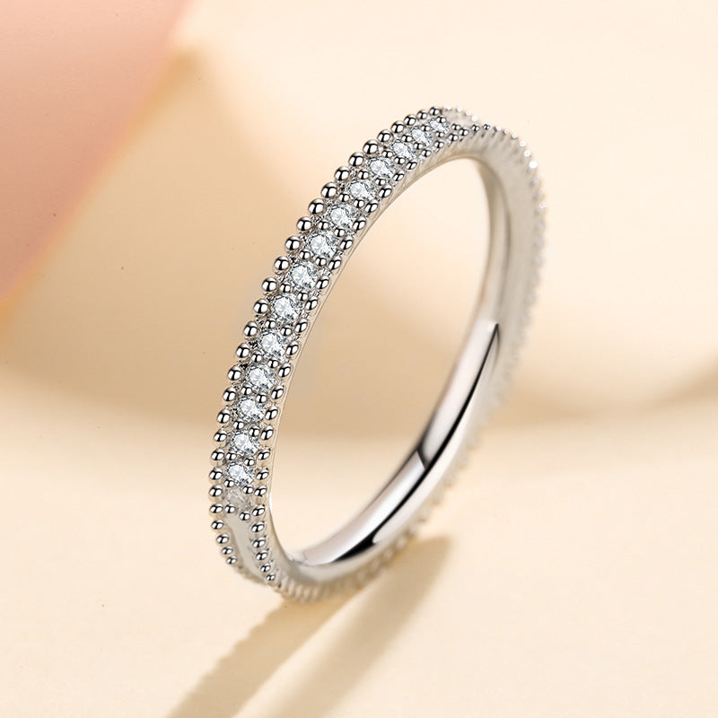 New S925 Sterling Silver Millennium Cycle Moissanite Eternity Band with Golden Toad Motif