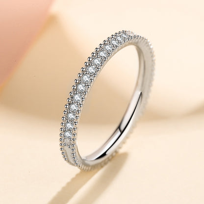 New S925 Sterling Silver Millennium Cycle Moissanite Eternity Band with Golden Toad Motif