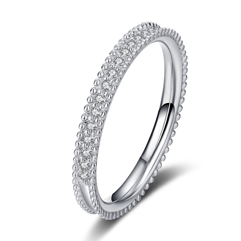 New S925 Sterling Silver Millennium Cycle Moissanite Eternity Band with Golden Toad Motif