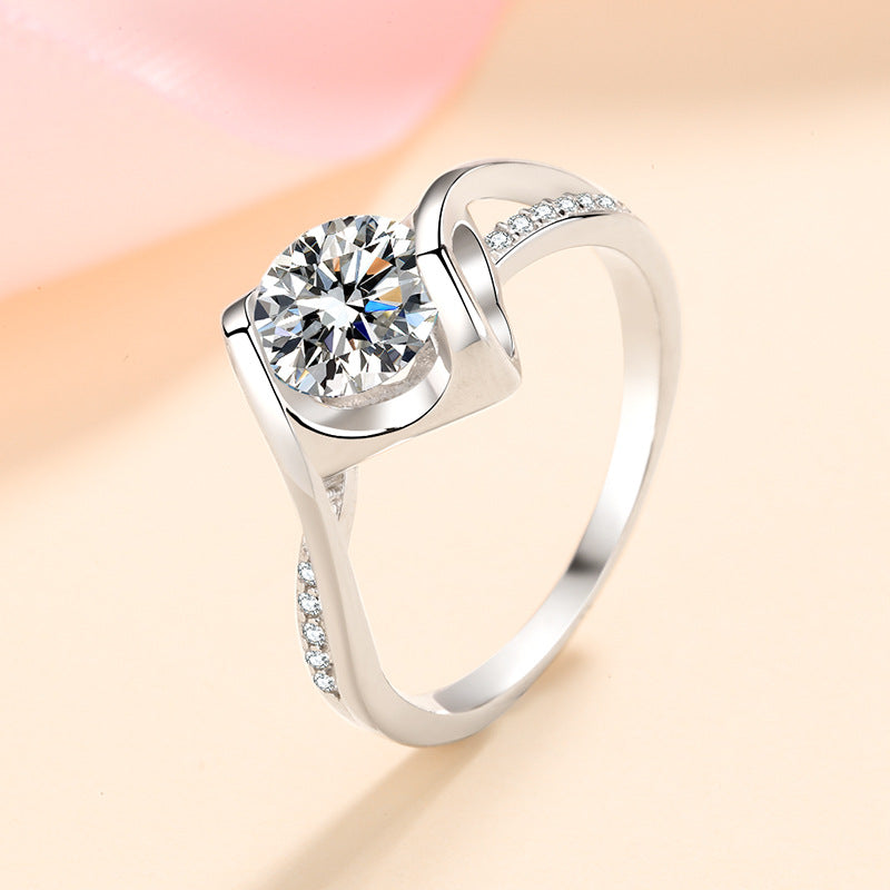 New S925 Sterling Silver Angel's Kiss Micro-Pavé Moissanite Ring with Citrus Motif