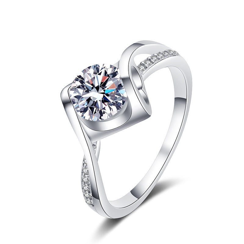 New S925 Sterling Silver Angel's Kiss Micro-Pavé Moissanite Ring with Citrus Motif