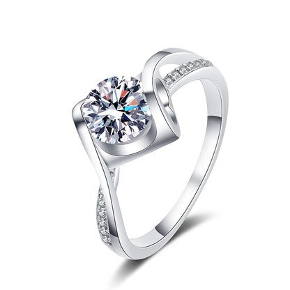 New S925 Sterling Silver Angel's Kiss Micro-Pavé Moissanite Ring with Citrus Motif