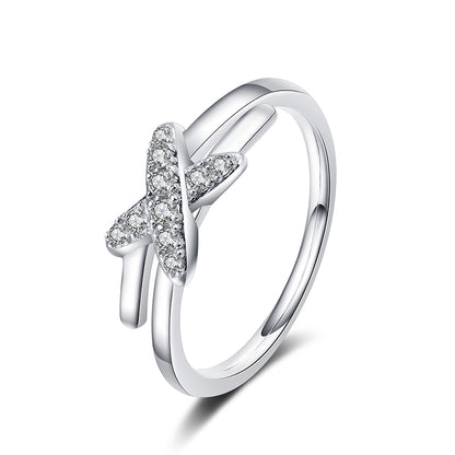 New S925 Sterling Silver Cross Over Moissanite Stacking Ring with Fruit Motifs - Teardrop Shape Viral Style Ring