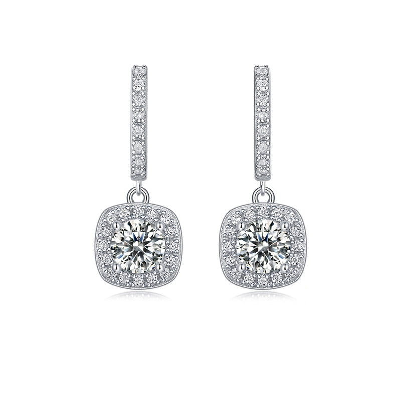 Office Chic Moissanite Stud Earrings in 925 Silver