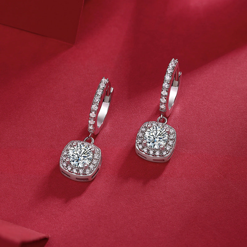 Office Chic Moissanite Stud Earrings in 925 Silver