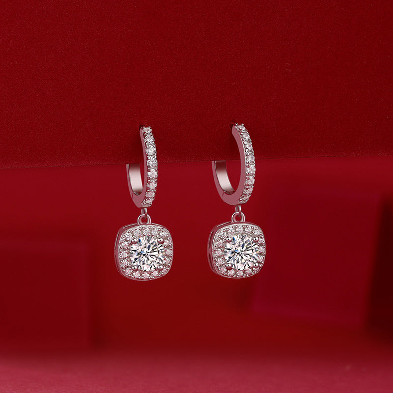 Office Chic Moissanite Stud Earrings in 925 Silver