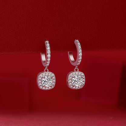 Office Chic Moissanite Stud Earrings in 925 Silver