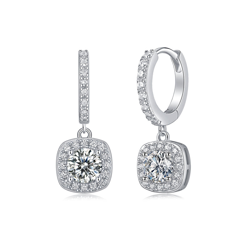 Office Chic Moissanite Stud Earrings in 925 Silver