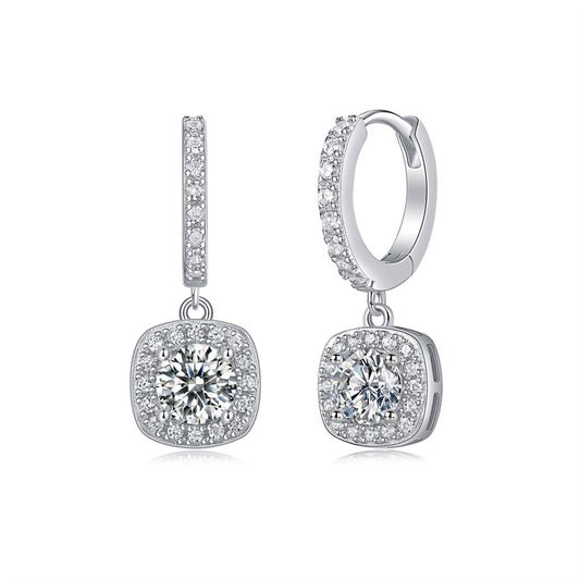 Office Chic Moissanite Stud Earrings in 925 Silver