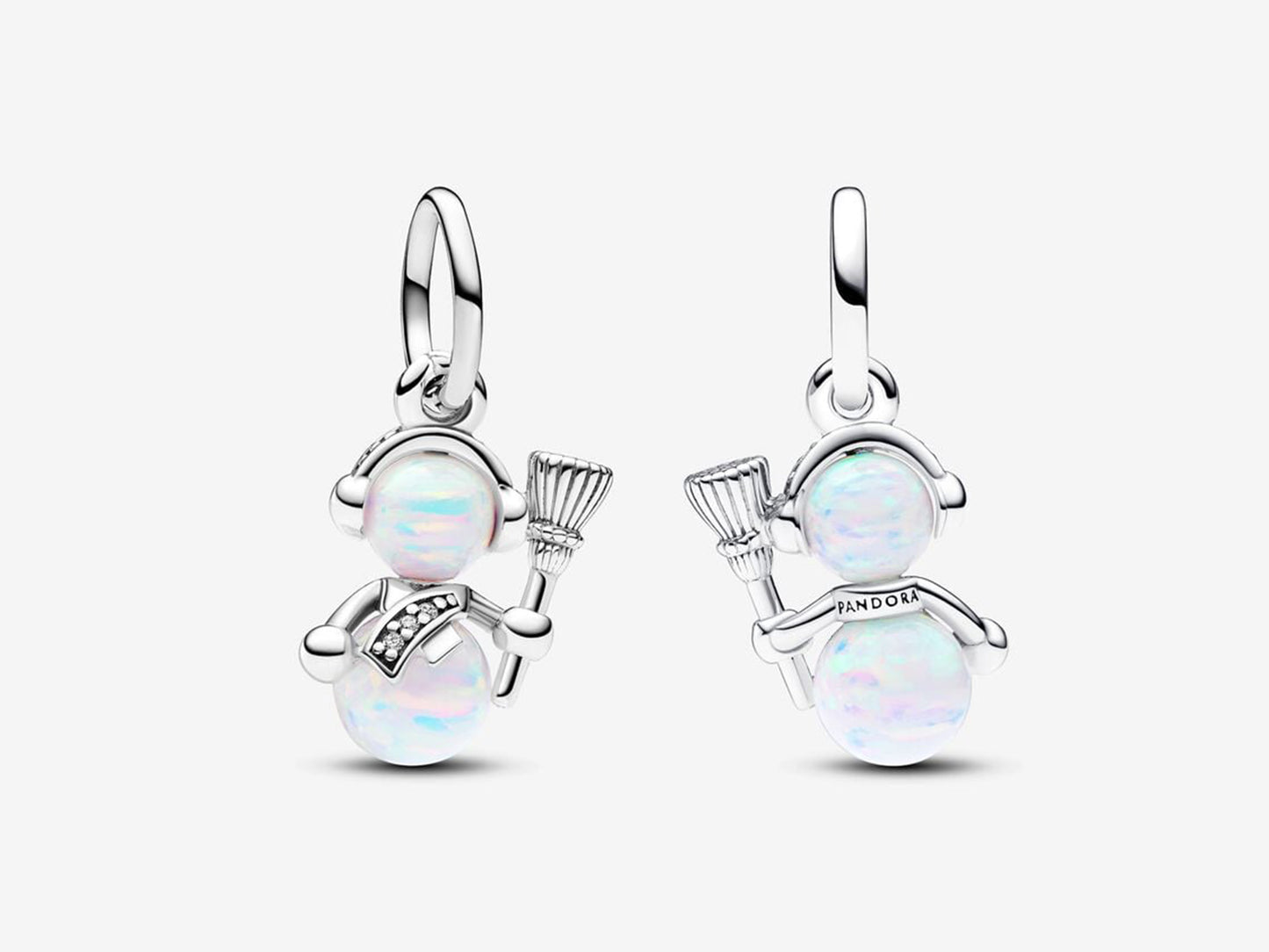 Opalescent Snowman Dangle Charm