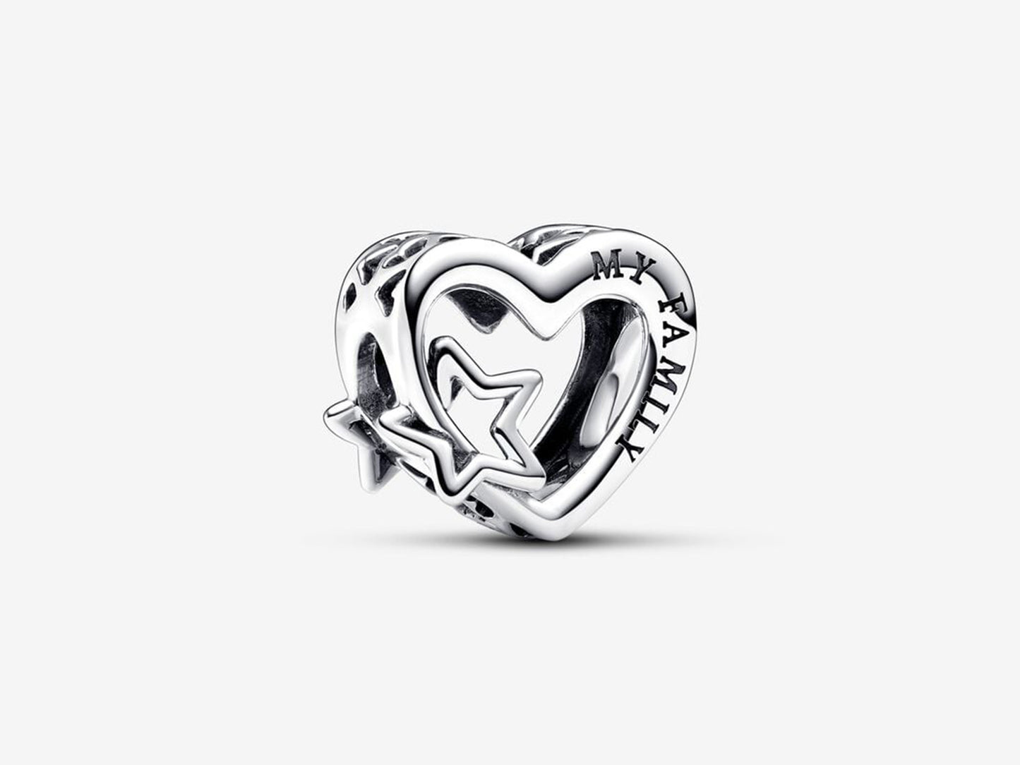 Openwork Family Heart & Star Charm