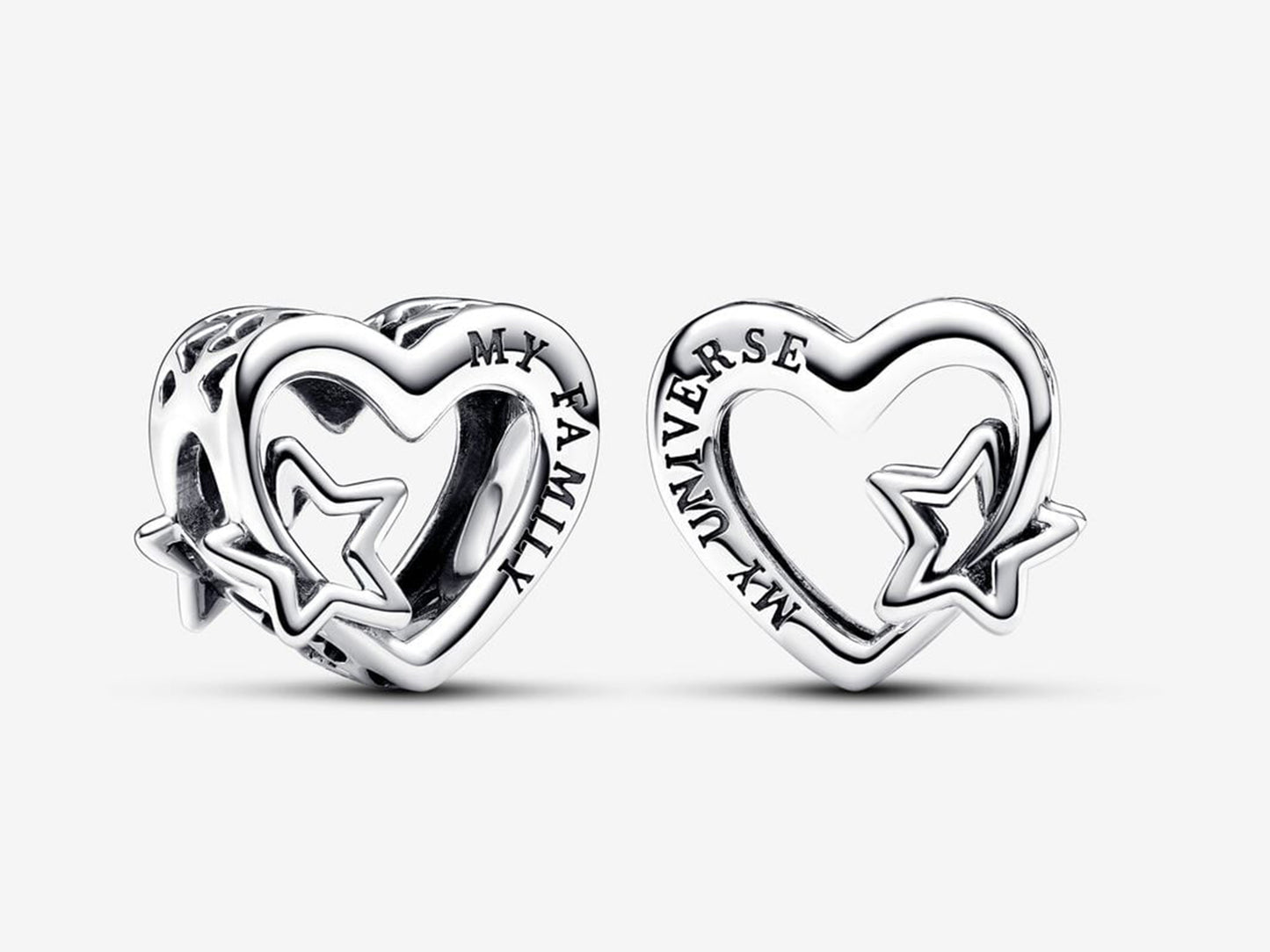 Openwork Family Heart & Star Charm