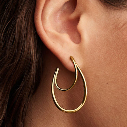 14k Gold Organic Double Hoop Earrings