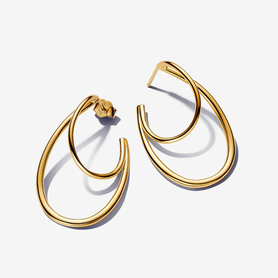 14k Gold Organic Double Hoop Earrings