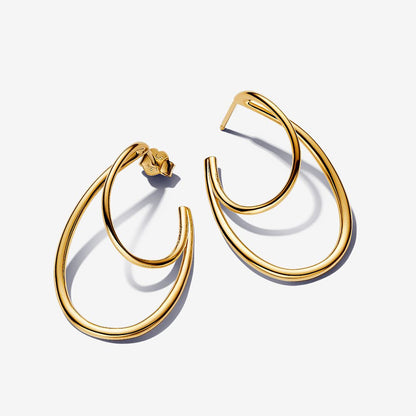 14k Gold Organic Double Hoop Earrings