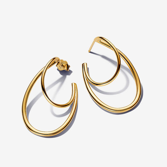 14k Gold Organic Double Hoop Earrings