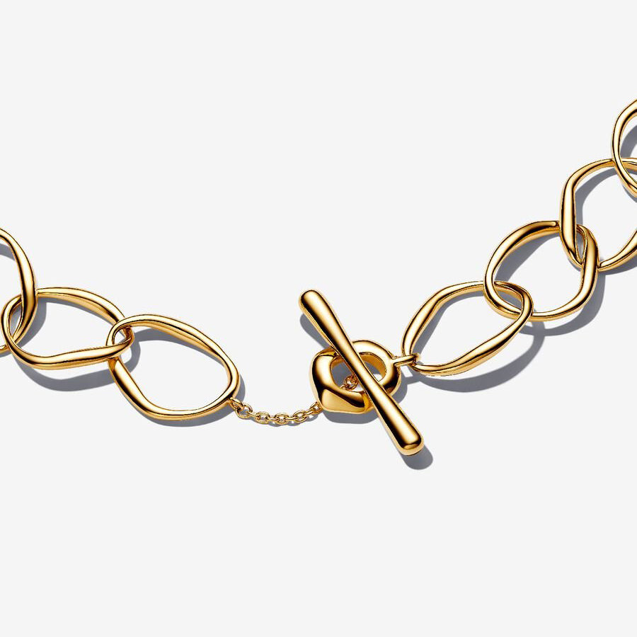 Organic Link Necklace, 14K Gold Plated