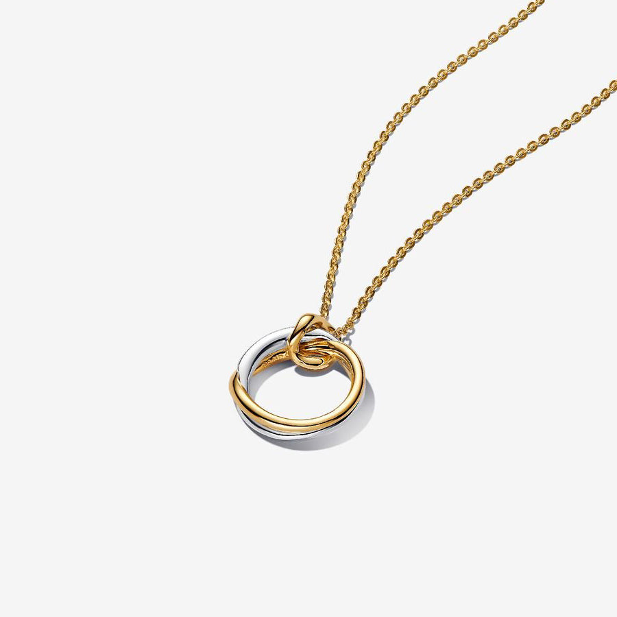 Two-Tone Organic Pendant Necklace, Sterling Silver & 14K Gold