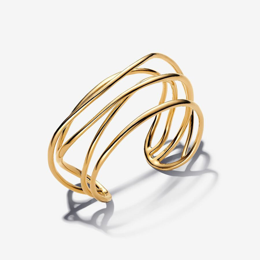 14k Gold Organic Shape Bangle