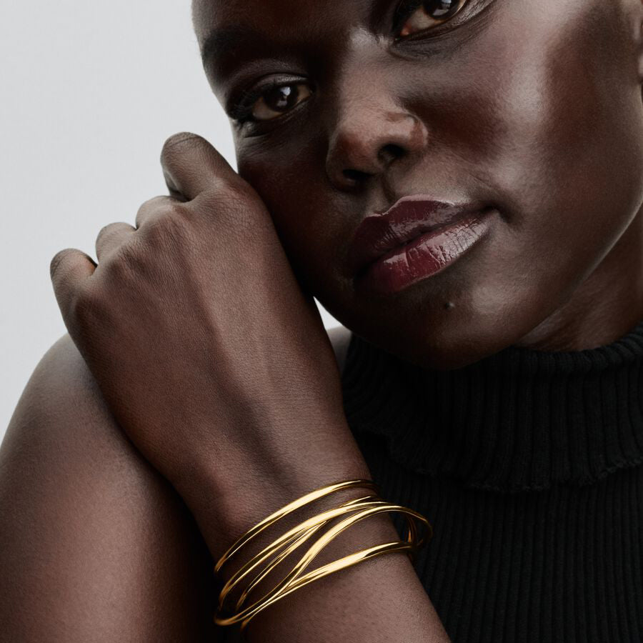 14k Gold Organic Shape Bangle