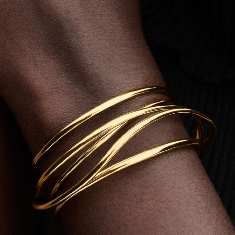 14k Gold Organic Shape Bangle